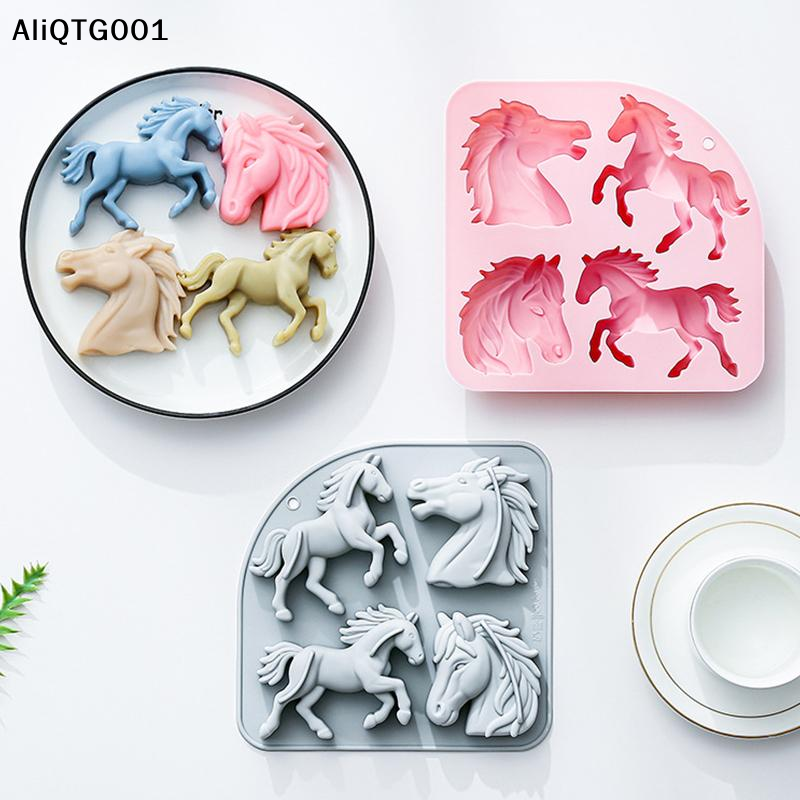 4-Cavity 3D Horse Silicone Mol - Kitchen Baking Cooking reseña y precio
