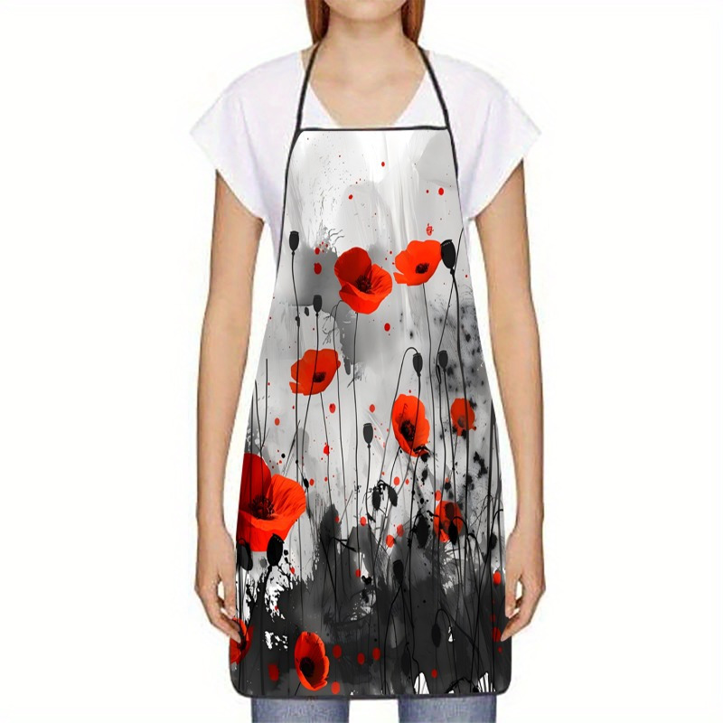 1pc Red Poppies Floral Print S - Kitchen Baking Background reseña y precio