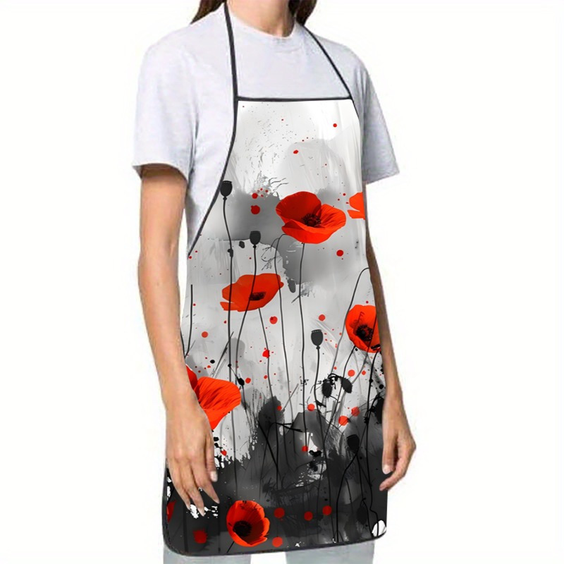 1pc Red Poppies Floral Print S - Kitchen Baking Background reseña y precio