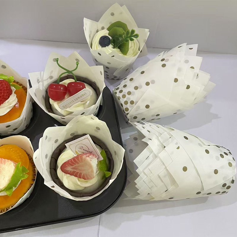 50Pcs/100Pcs Gold Dot Tulip Ca - Kitchen Paper For Baking reseña y precio