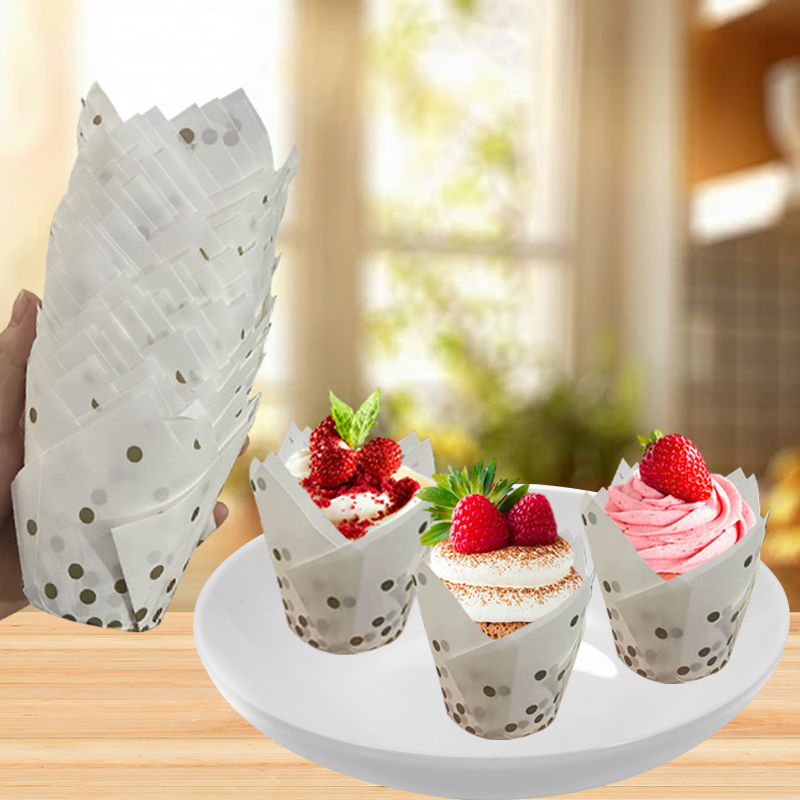 50Pcs/100Pcs Gold Dot Tulip Ca - Kitchen Paper For Baking reseña y precio