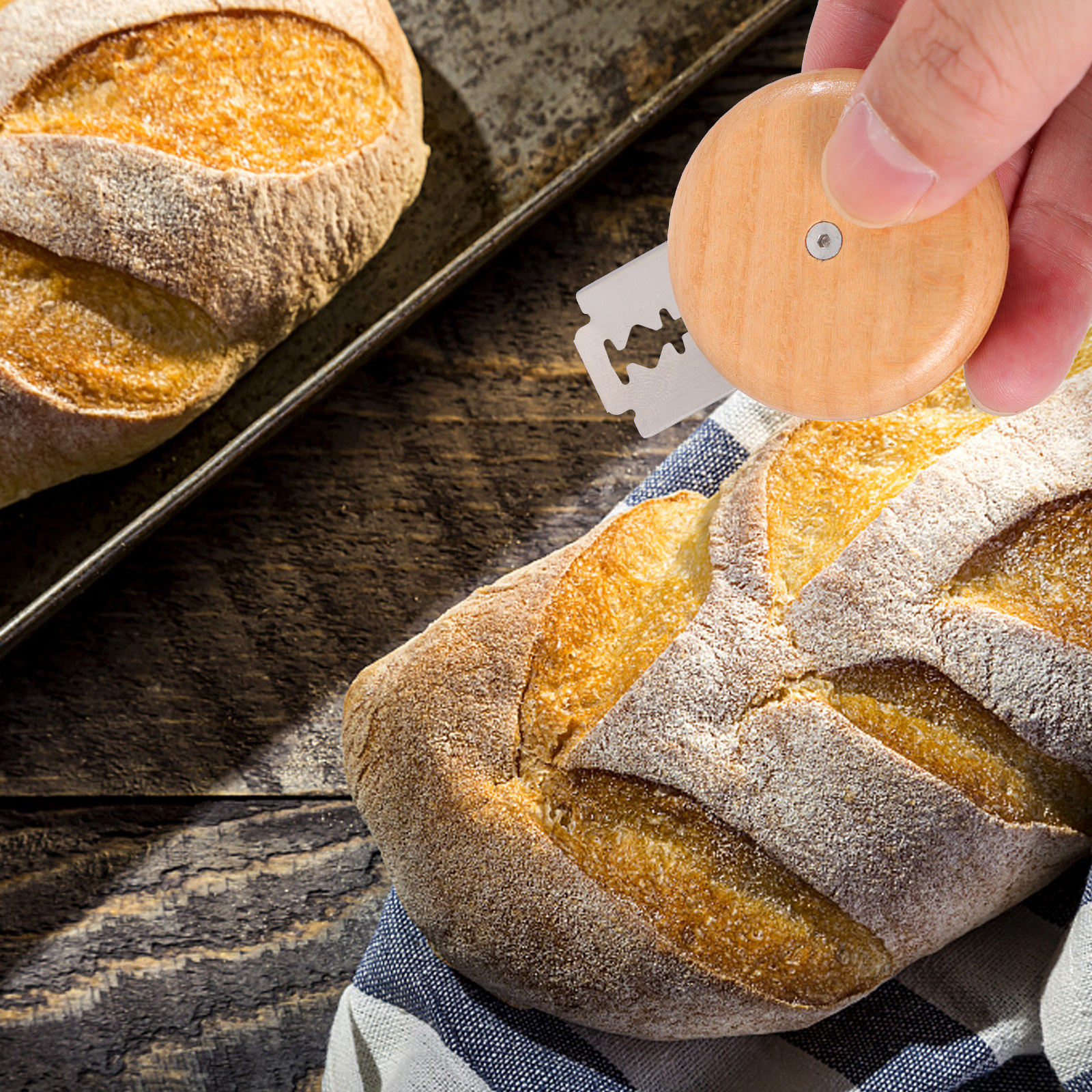 Bread Knife Set Wood Slicer St - Baking Kitchen Set reseña y precio